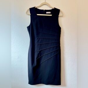 Calvin Klein Sunburst Sheath Dress Women's Size 8 Black Sleeveless Cocktail